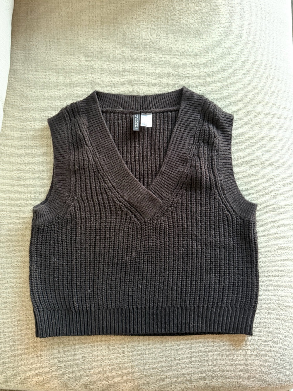 H&M Dark Charcoal Ribbed V-Neck Sweater Vest